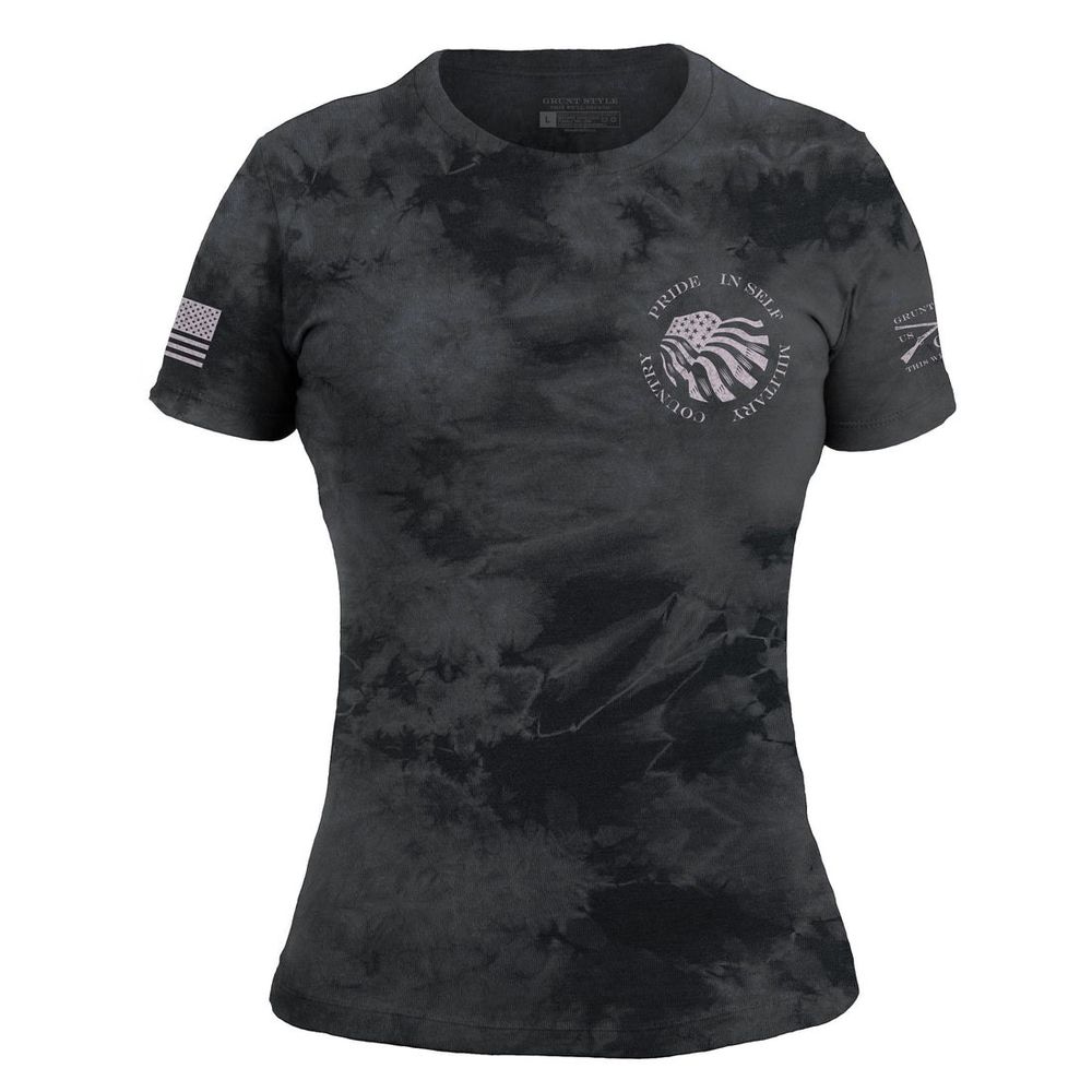 Grunt Style женская футболка Flag Salute Slim (Black Wash), L