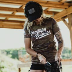 Grunt Style женская футболка Beautiful Badass (Woodland Camo), M